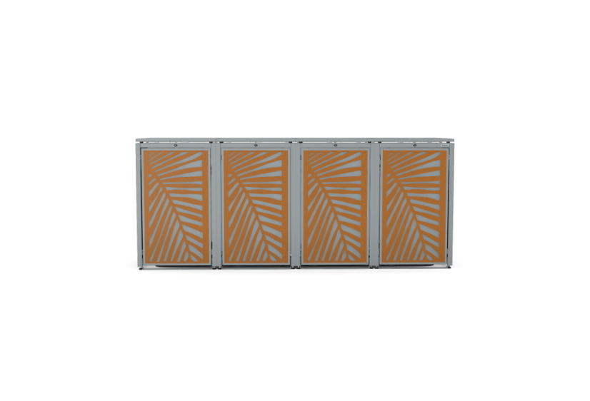 Boxy na 4 popelnice - Model HATCH / STEEL / LEAF Decor - Barva: RAL 7016 ( Antracit ), Barva dekoru: Imitace rzi