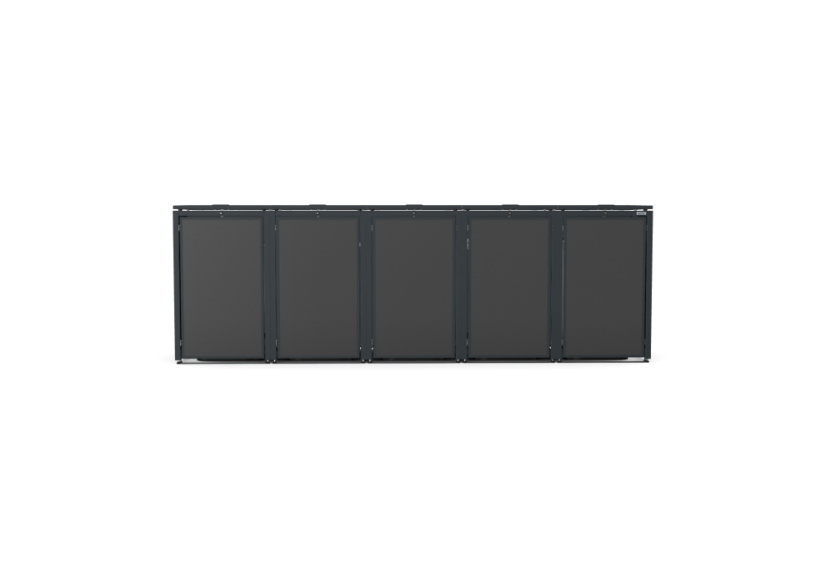Boxy na 5 popelnic - Model HATCH / STEEL / FLAT Decor - Barva: RAL 7016 ( Antracit ), Barva dekoru: Imitace rzi
