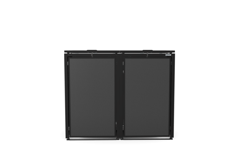 Boxy na 2 popelnice - Model HATCH / STEEL / FLAT Decor - Barva: RAL 7016 ( Antracit ), Barva dekoru: Černá