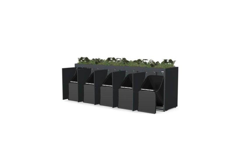 Boxy na 5 popelnic - Model FLORA / STEEL - Barva: RAL 7016 ( Antracit )