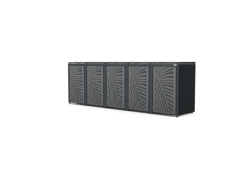 Boxy na 5 popelnic - Model HATCH / STEEL / LEAF Decor