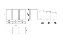 Boxy na 3 popelnice - Model HATCH / STEEL / LEAF Decor