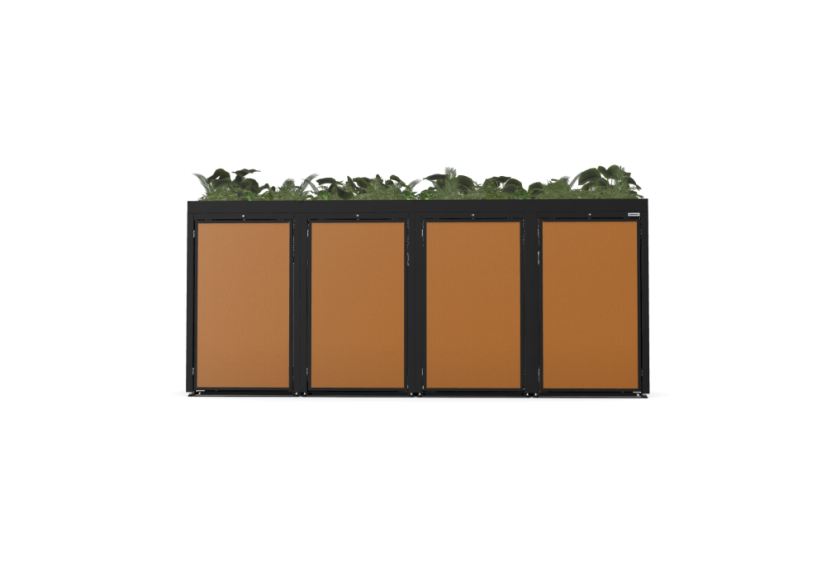 Boxy na 4 popelnice - Model FLORA / STEEL / FLAT Decor