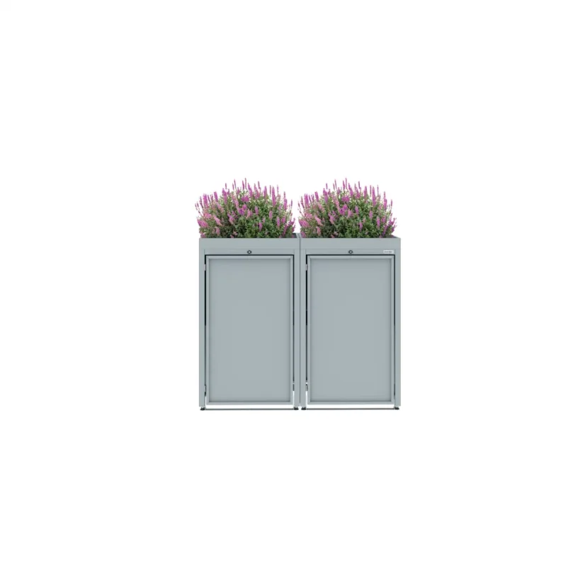 Boxy na 2 popelnice - Model FLORA / STEEL - Barva: RAL 7045 ( Světle-Šedá)