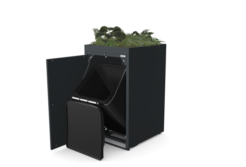 Box na 1 popelnici - Model FLORA / STEEL - Barva: RAL 7016 ( Antracit )