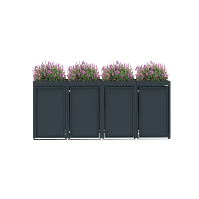 Boxy na 4 popelnice - Model FLORA / STEEL - Barva: RAL 7045 ( Světle-Šedá)
