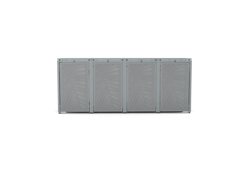 Boxy na 4 popelnice - Model HATCH / STEEL / LEAF Decor - Barva: RAL 7016 ( Antracit ), Barva dekoru: Imitace rzi