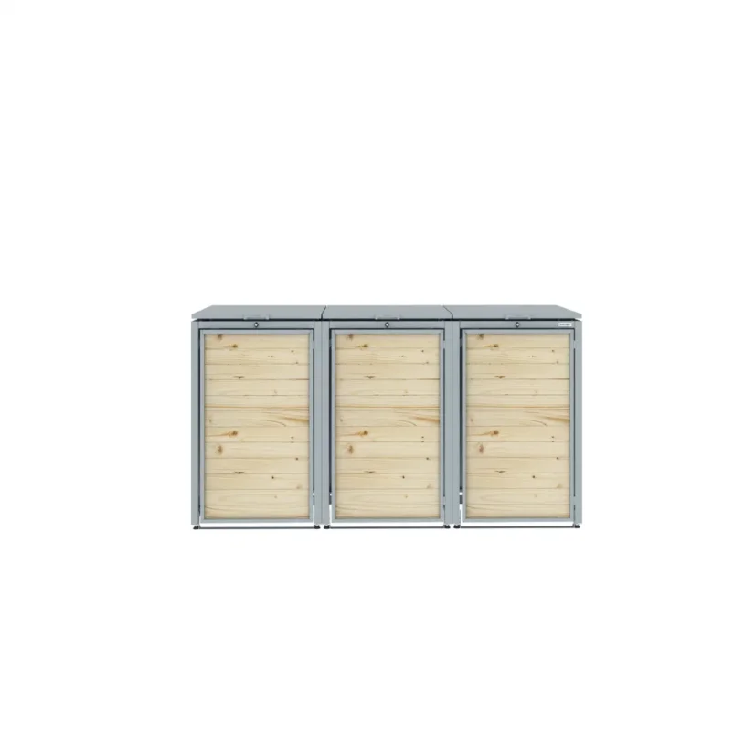 Boxy na 3 popelnice - Model HATCH / WOOD - Barva: RAL 7016 ( Antracit )