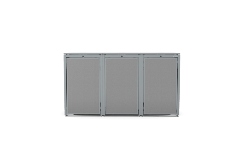 Boxy na 3 popelnice - Model HATCH / STEEL / FLAT Decor - Barva: RAL 7045 ( Světle-Šedá), Barva dekoru: Černá