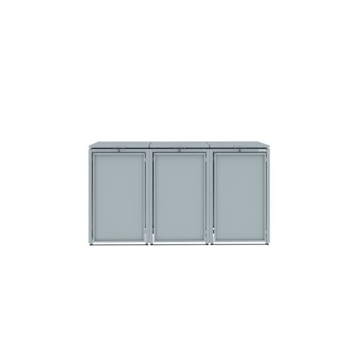 Boxy na 3 popelnice - Model HATCH 03 / STEEL - Barva: RAL 7045 ( Světle-Šedá)
