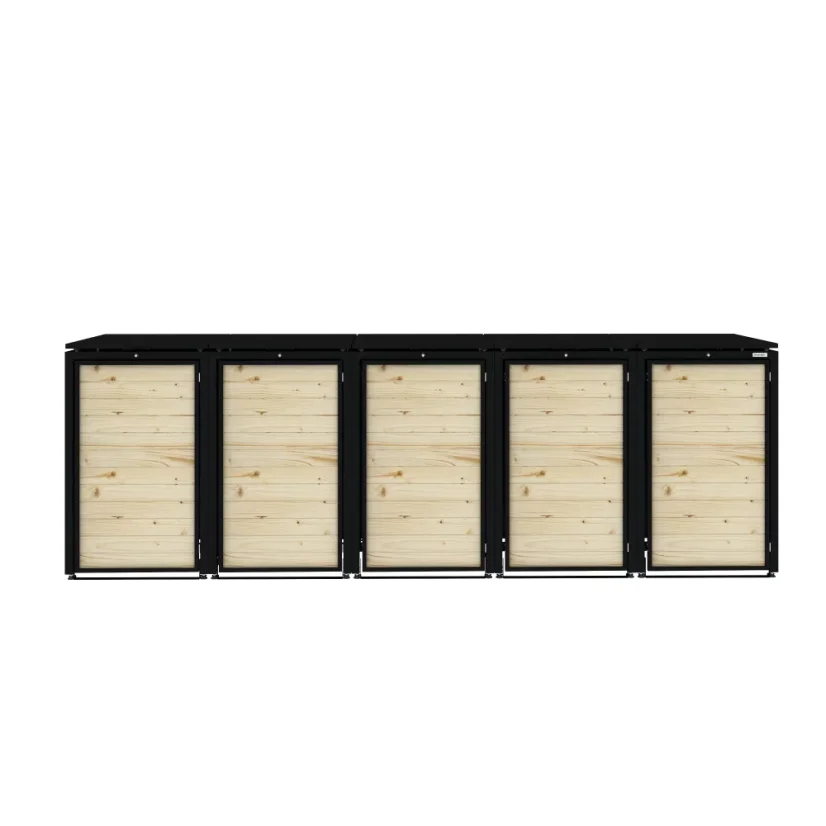 Boxy na 5 popelnic - Model HATCH / WOOD - Barva: RAL 7016 ( Antracit )